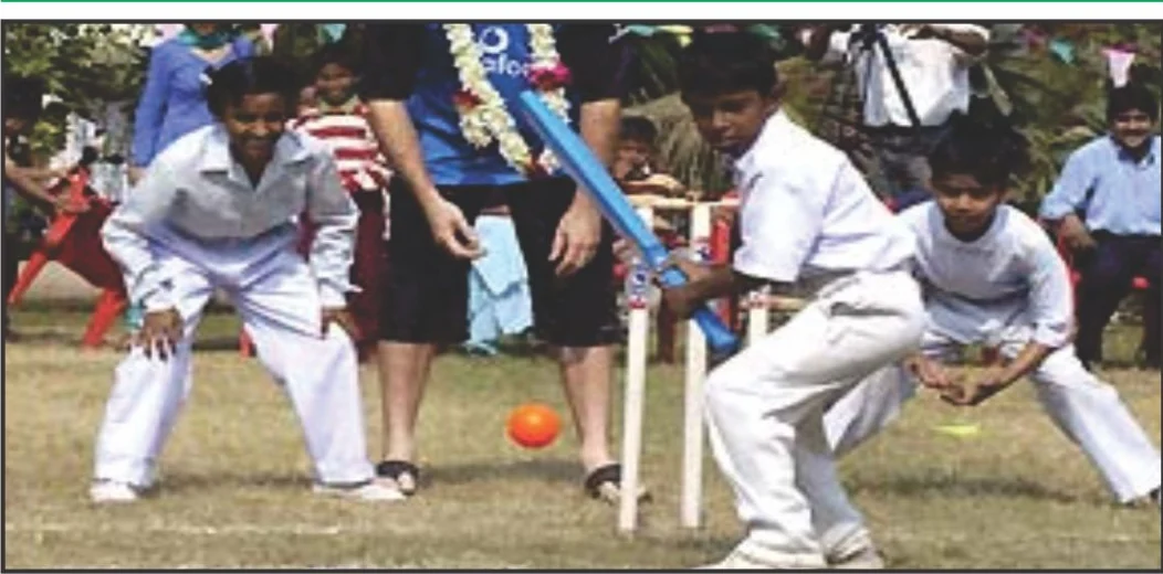 A cricket match on the school field